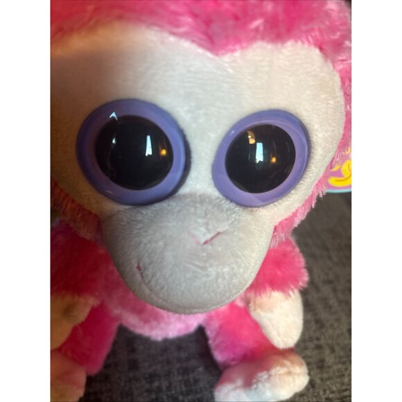 Ty Beanie Boos Razberry Pink Plush Monkey With Big Eyes Soft Stuffed Animal - Picture 7 of 7